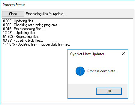 CygNet Host Updater sample dialog box